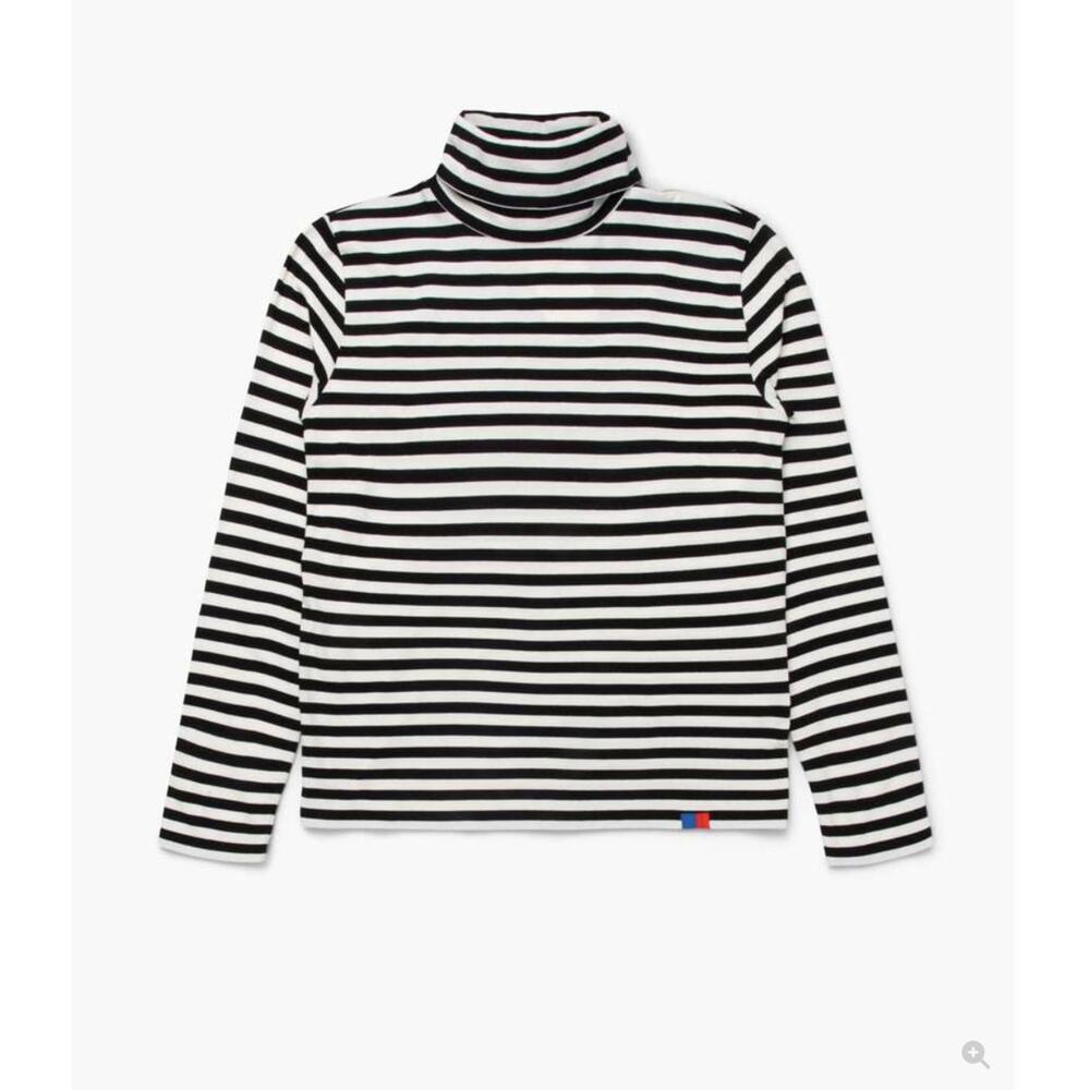 KULE The Turtleneck Cream Navy Stripe Top Size XS Breton Cotton